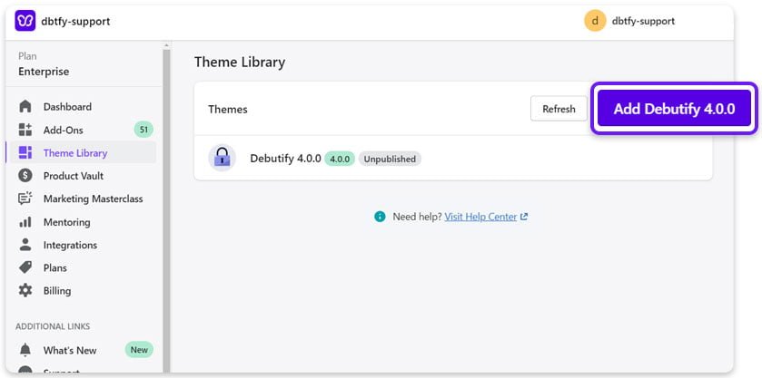 add debutify from theme library