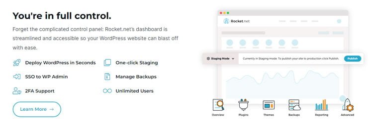 key features of Rocket.net hosting