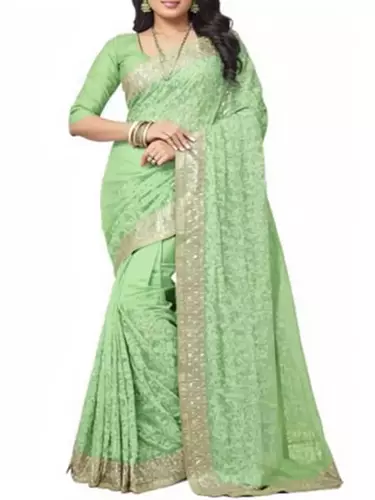 Traditional Green Net Saree