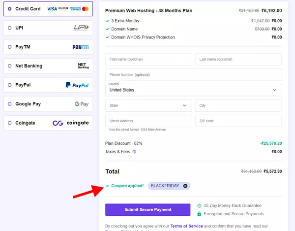 hostinger india bf checkout 2023