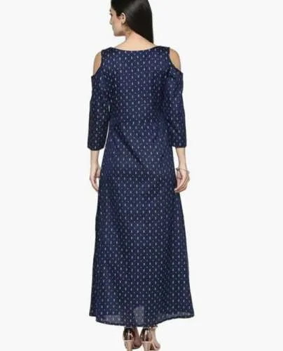 Boat Neck Kurti with Cold Shoulder back