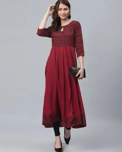 Round Neckline with Keyhole Kurti front