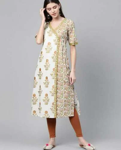 V Neck Angrakha Kurti front