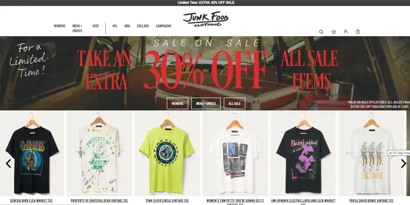 junk food clothing discount code