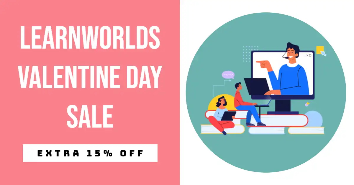 LearnWorlds Valentine Day Sale 2025: 15% Off on Pro, LC and above 8 LearnWorlds Valentine Day Sale