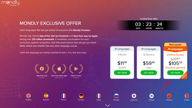 mondly lifetime offer