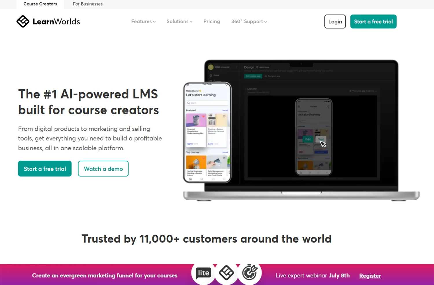 find Learnworlds promo code field