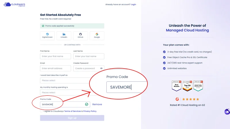 where to enter cloudways coupon code