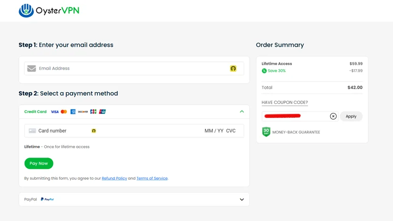 oystervpn redeem coupon code