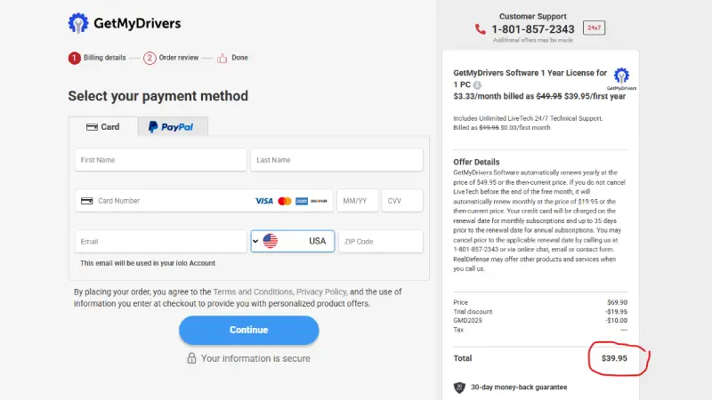 Getmydrivers checkout 1 year license