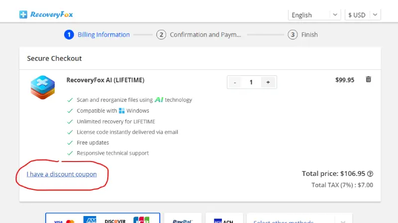 recoveryfox ai coupon at checkout